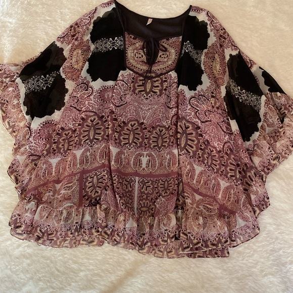 FREE PEOPLE Bohemian Tunic Top Dress Dusty Rose & Gray Brown Size S/P 🌸 - Picture 3 of 16